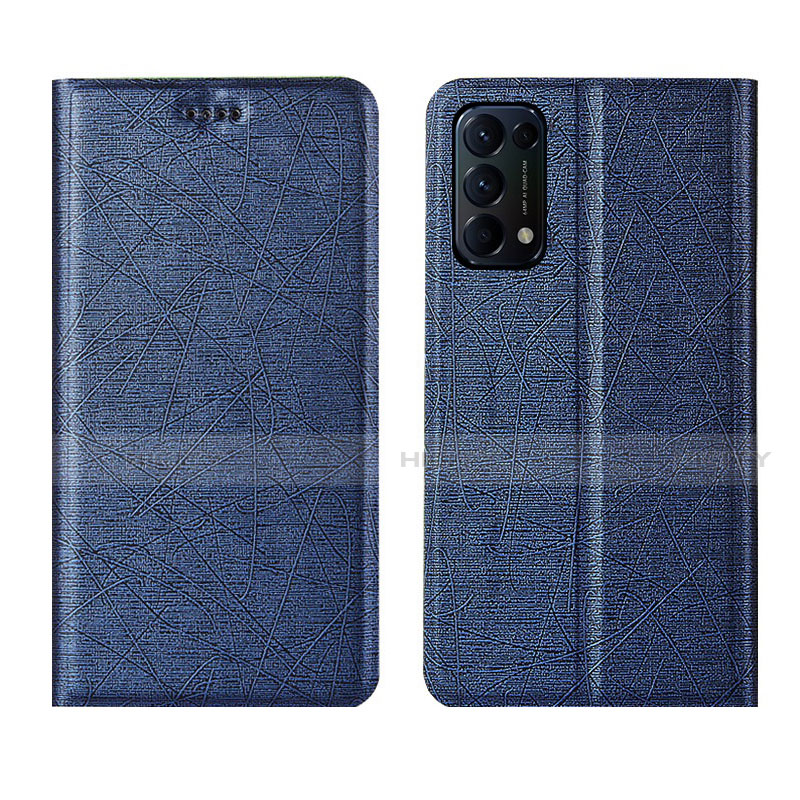 Coque Portefeuille Livre Cuir Etui Clapet L05 pour Oppo Reno5 5G Bleu Plus