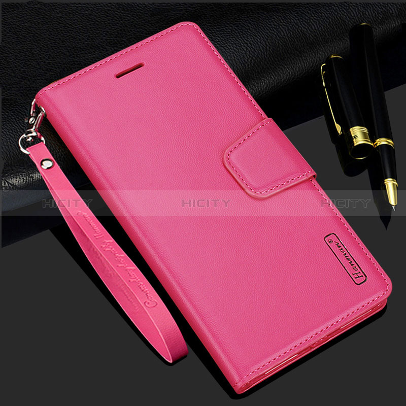 Coque Portefeuille Livre Cuir Etui Clapet L05 pour Samsung Galaxy S24 5G Rose Rouge Plus