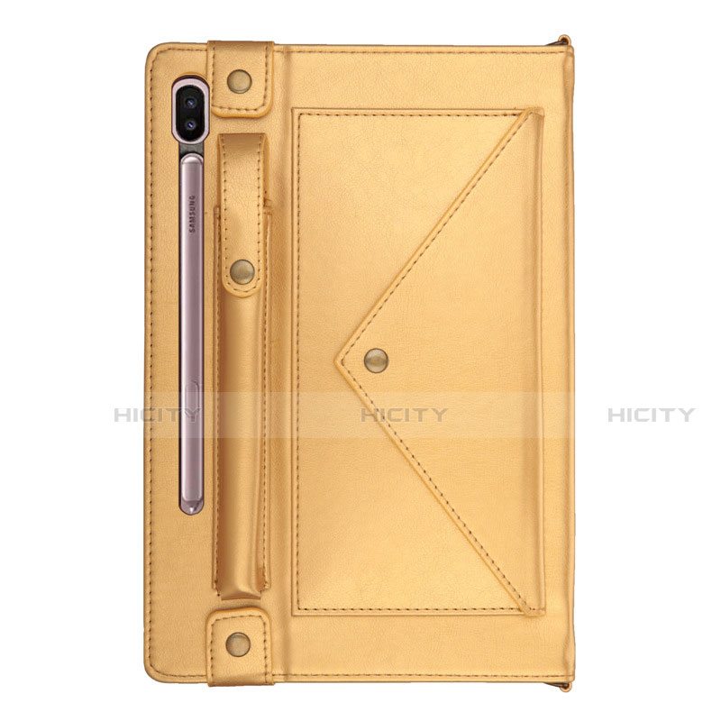 Coque Portefeuille Livre Cuir Etui Clapet L05 pour Samsung Galaxy Tab S6 10.5 SM-T860 Or Plus