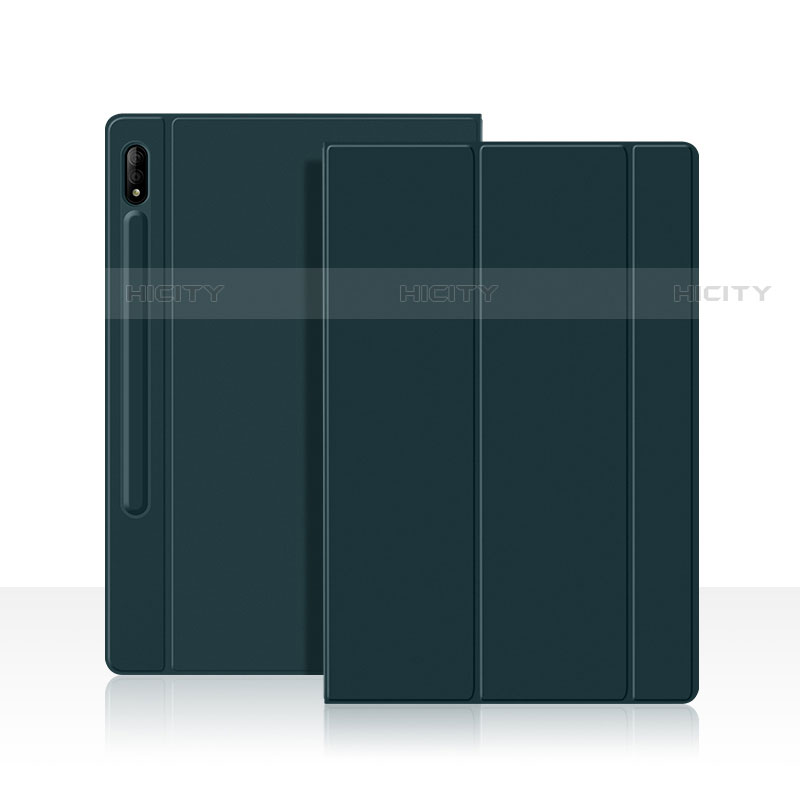 Coque Portefeuille Livre Cuir Etui Clapet L05 pour Samsung Galaxy Tab S7 11 Wi-Fi SM-T870 Vert Nuit Plus