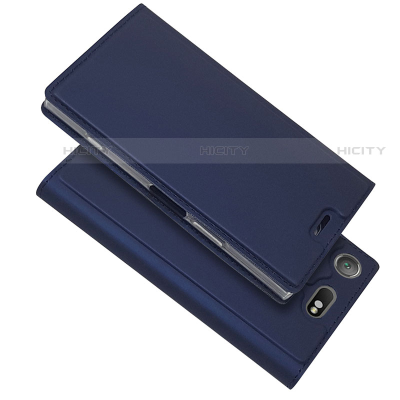 Coque Portefeuille Livre Cuir Etui Clapet L05 pour Sony Xperia XZ1 Compact Bleu Plus