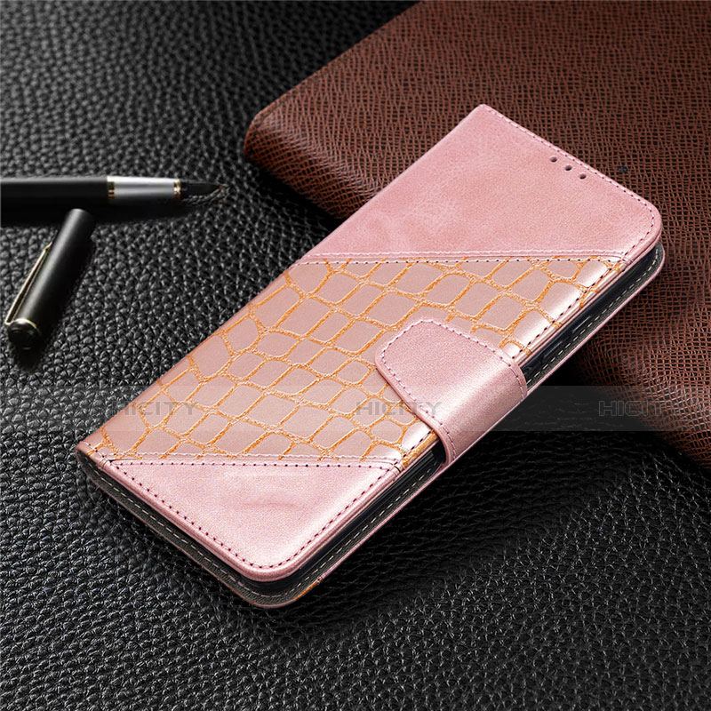 Coque Portefeuille Livre Cuir Etui Clapet L05 pour Xiaomi Redmi 9C NFC Or Rose Plus