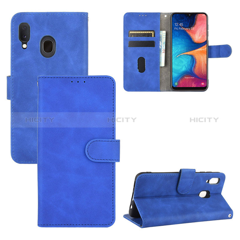 Coque Portefeuille Livre Cuir Etui Clapet L05Z pour Samsung Galaxy A20 Bleu Plus