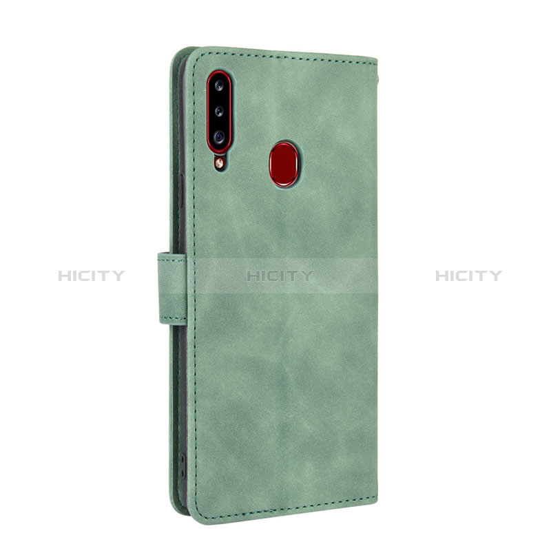 Coque Portefeuille Livre Cuir Etui Clapet L05Z pour Samsung Galaxy A20s Vert Plus