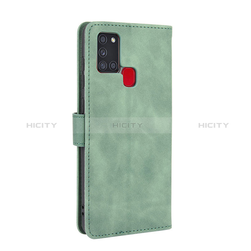 Coque Portefeuille Livre Cuir Etui Clapet L05Z pour Samsung Galaxy A21s Vert Plus