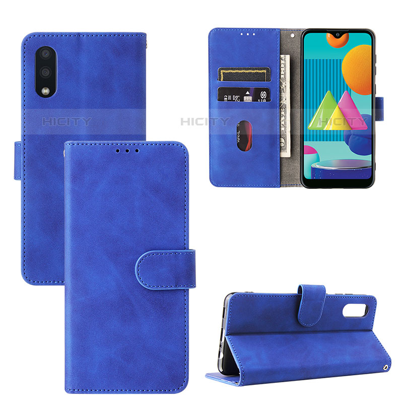 Coque Portefeuille Livre Cuir Etui Clapet L05Z pour Samsung Galaxy M02 Bleu Plus