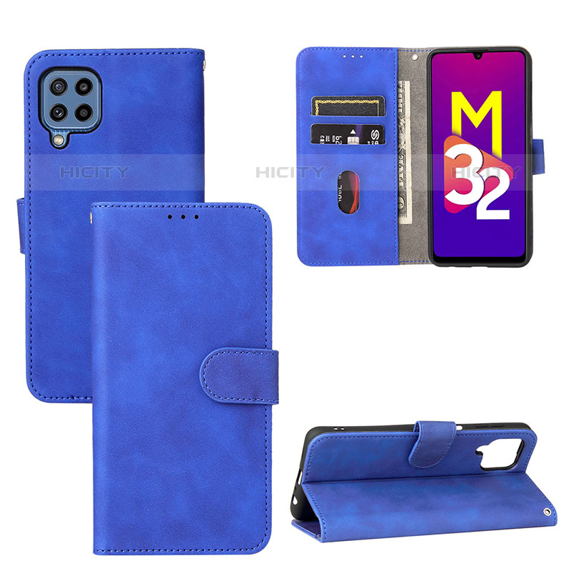 Coque Portefeuille Livre Cuir Etui Clapet L05Z pour Samsung Galaxy M32 4G Bleu Plus