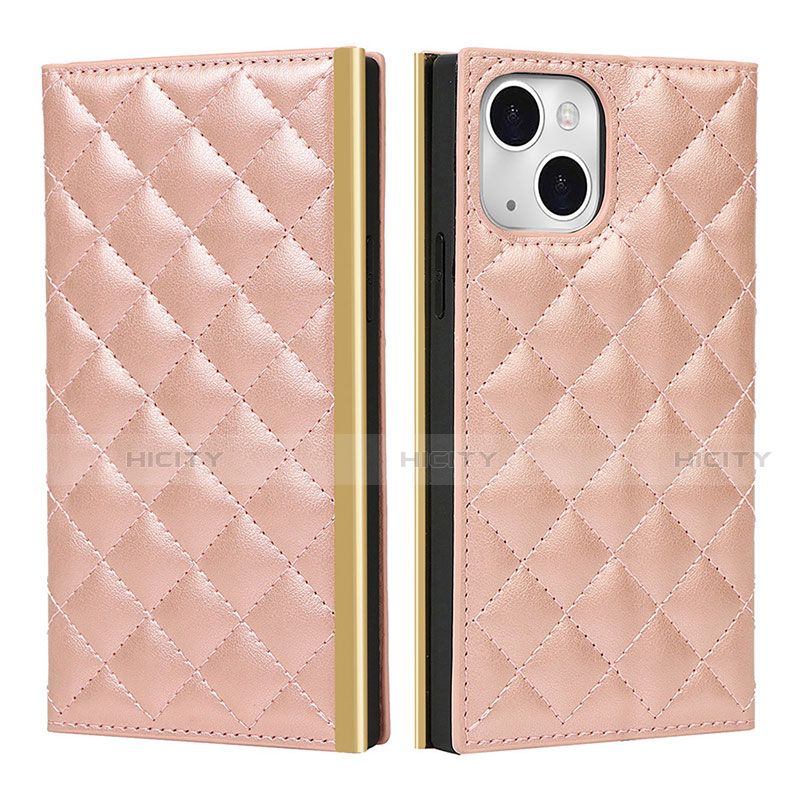 Coque Portefeuille Livre Cuir Etui Clapet L06 pour Apple iPhone 13 Or Rose Plus