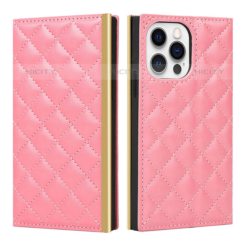 Coque Portefeuille Livre Cuir Etui Clapet L06 pour Apple iPhone 15 Pro Rose Plus