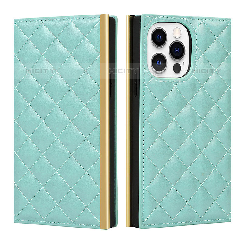 Coque Portefeuille Livre Cuir Etui Clapet L06 pour Apple iPhone 15 Pro Vert Plus