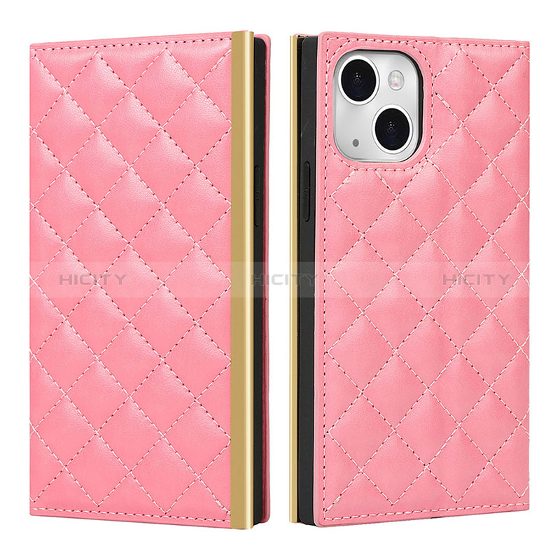 Coque Portefeuille Livre Cuir Etui Clapet L06 pour Apple iPhone 15 Rose Plus