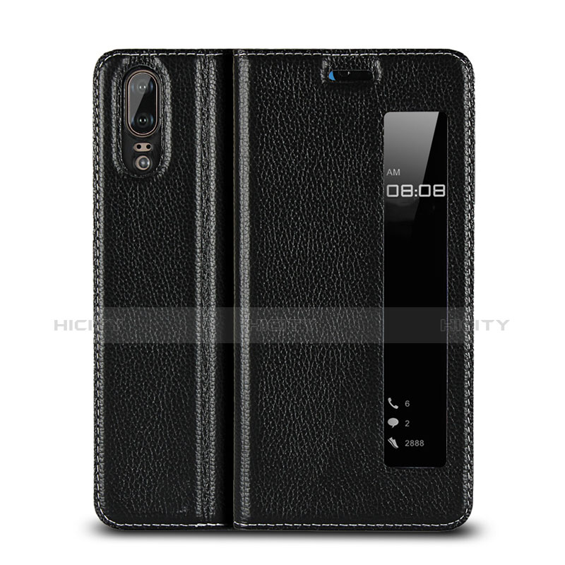 Coque Portefeuille Livre Cuir Etui Clapet L06 pour Huawei P20 Noir Plus