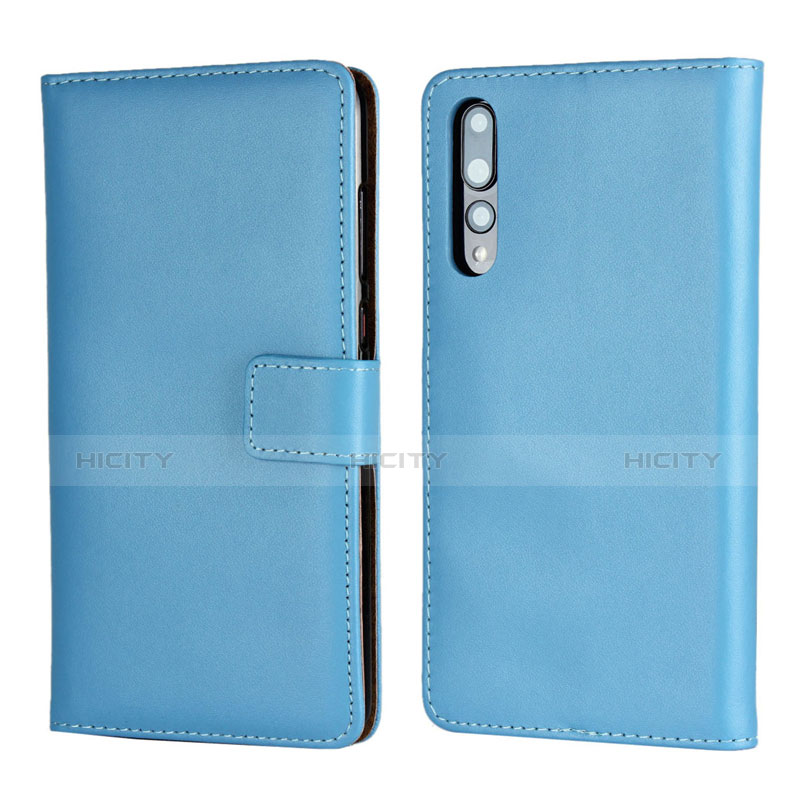 Coque Portefeuille Livre Cuir Etui Clapet L06 pour Huawei P20 Pro Bleu Ciel Plus