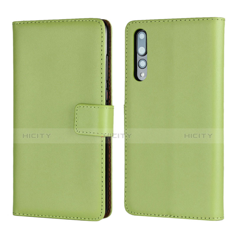 Coque Portefeuille Livre Cuir Etui Clapet L06 pour Huawei P20 Pro Vert Plus