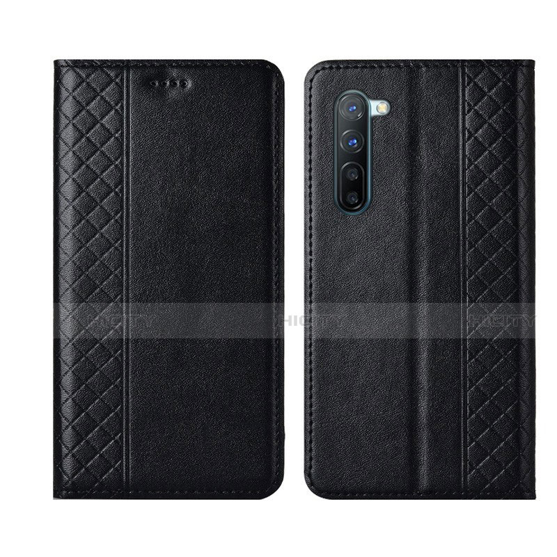 Coque Portefeuille Livre Cuir Etui Clapet L06 pour Oppo F15 Noir Plus