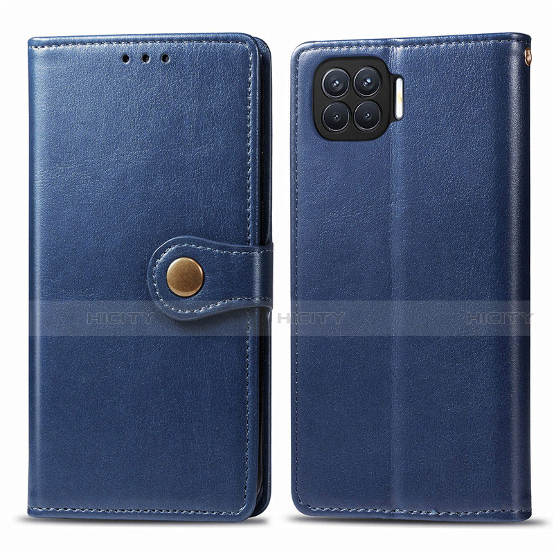 Coque Portefeuille Livre Cuir Etui Clapet L06 pour Oppo F17 Pro Bleu Plus