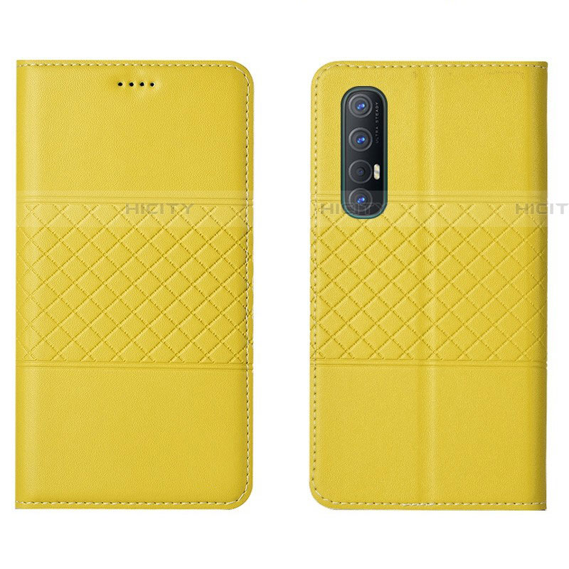 Coque Portefeuille Livre Cuir Etui Clapet L06 pour Oppo Find X2 Neo Jaune Plus