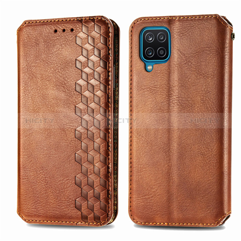 Coque Portefeuille Livre Cuir Etui Clapet L06 pour Samsung Galaxy A12 5G Marron Plus