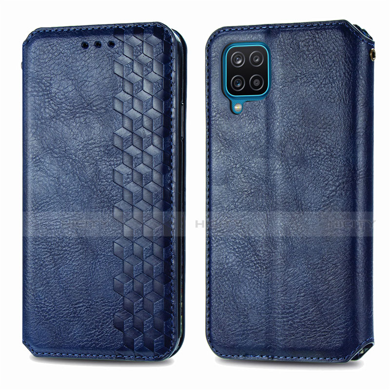 Coque Portefeuille Livre Cuir Etui Clapet L06 pour Samsung Galaxy A12 Bleu Plus