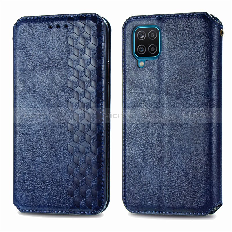 Coque Portefeuille Livre Cuir Etui Clapet L06 pour Samsung Galaxy F12 Bleu Plus