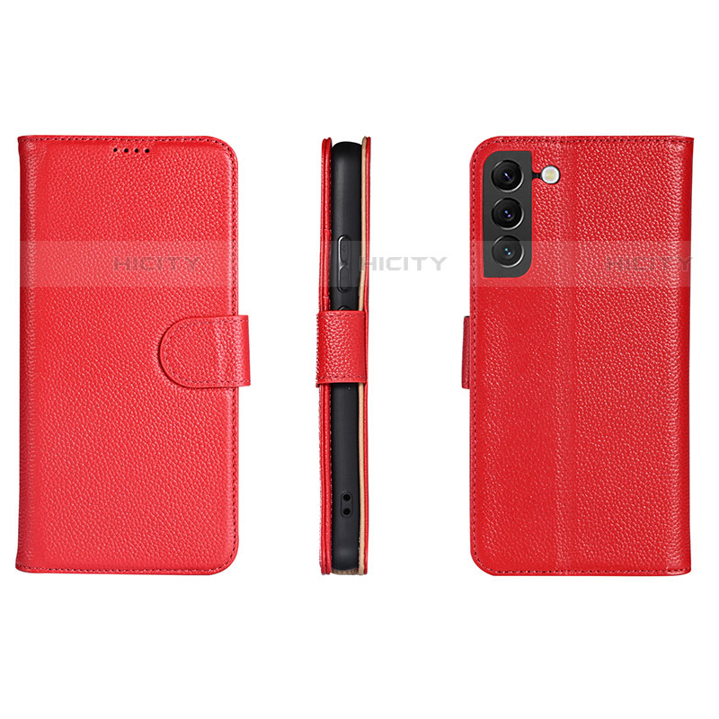 Coque Portefeuille Livre Cuir Etui Clapet L06 pour Samsung Galaxy S21 5G Rouge Plus