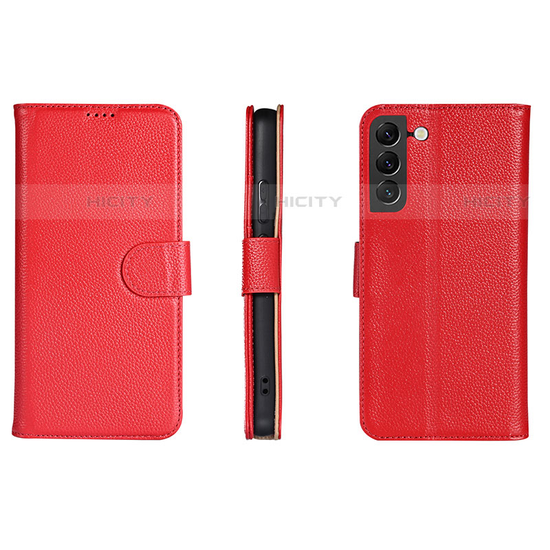 Coque Portefeuille Livre Cuir Etui Clapet L06 pour Samsung Galaxy S22 Plus 5G Rouge Plus