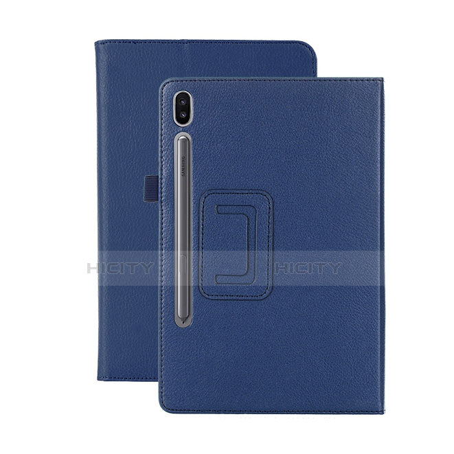 Coque Portefeuille Livre Cuir Etui Clapet L06 pour Samsung Galaxy Tab S6 10.5 SM-T860 Bleu Plus