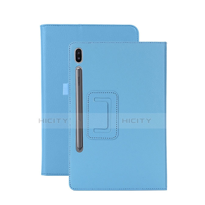 Coque Portefeuille Livre Cuir Etui Clapet L06 pour Samsung Galaxy Tab S6 10.5 SM-T860 Bleu Ciel Plus