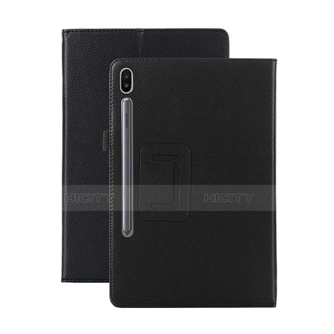 Coque Portefeuille Livre Cuir Etui Clapet L06 pour Samsung Galaxy Tab S6 10.5 SM-T860 Noir Plus