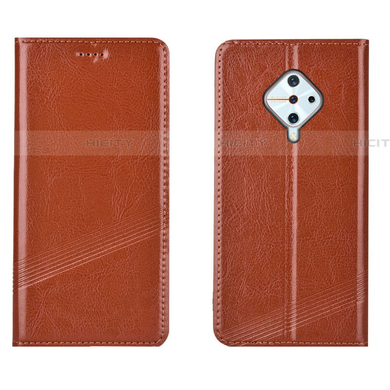 Coque Portefeuille Livre Cuir Etui Clapet L06 pour Vivo S1 Pro Orange Plus