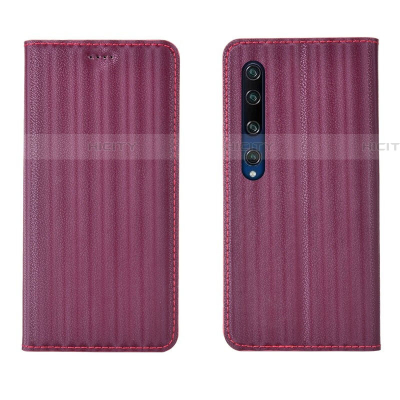 Coque Portefeuille Livre Cuir Etui Clapet L06 pour Xiaomi Mi 10 Vin Rouge Plus