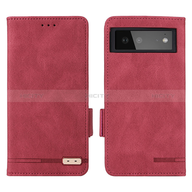 Coque Portefeuille Livre Cuir Etui Clapet L06Z pour Google Pixel 6 5G Rouge Plus