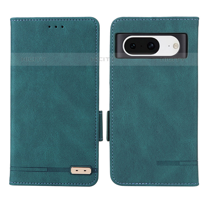 Coque Portefeuille Livre Cuir Etui Clapet L06Z pour Google Pixel 8 5G Vert Plus