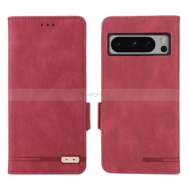 Coque Portefeuille Livre Cuir Etui Clapet L06Z pour Google Pixel 8 Pro 5G Rouge Plus