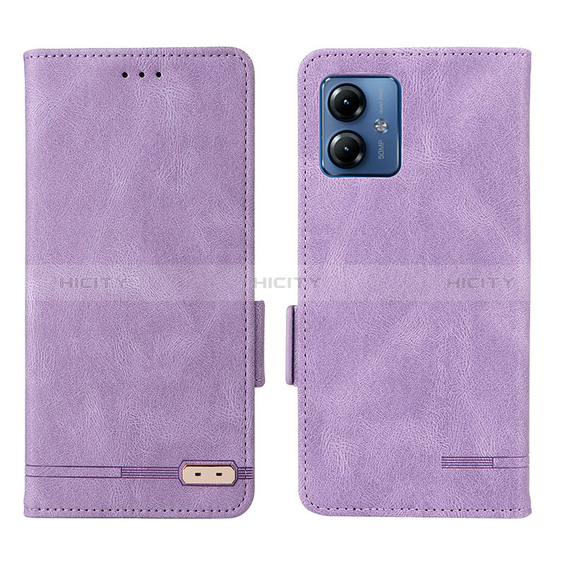 Coque Portefeuille Livre Cuir Etui Clapet L06Z pour Motorola Moto G14 Violet Plus