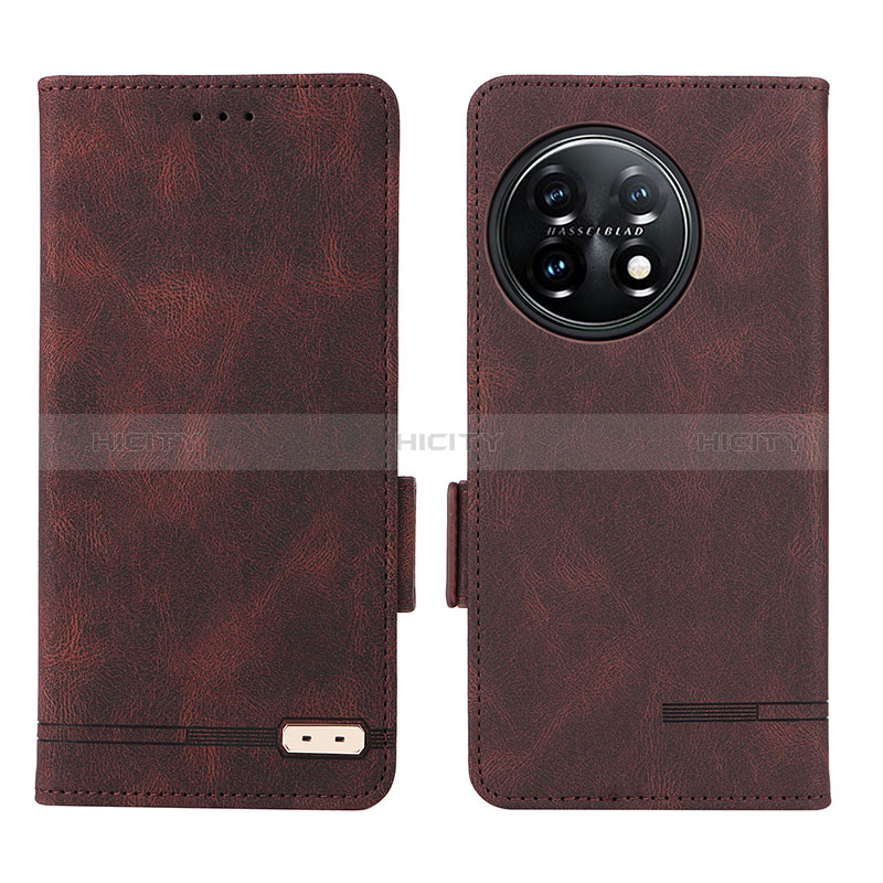 Coque Portefeuille Livre Cuir Etui Clapet L06Z pour OnePlus 11 5G Marron Plus