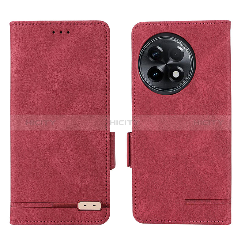 Coque Portefeuille Livre Cuir Etui Clapet L06Z pour OnePlus 11R 5G Rouge Plus