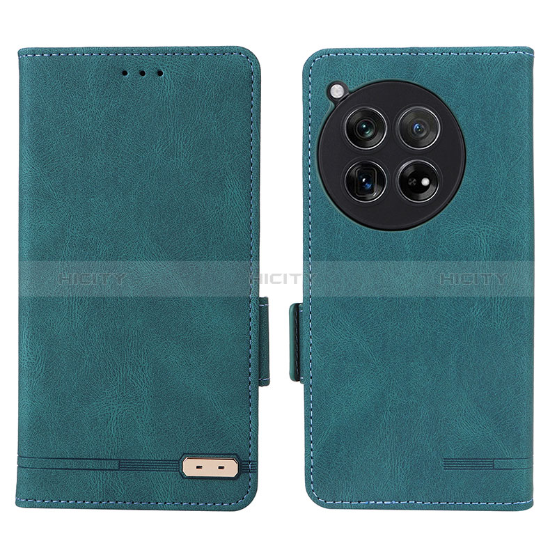 Coque Portefeuille Livre Cuir Etui Clapet L06Z pour OnePlus 12 5G Vert Plus