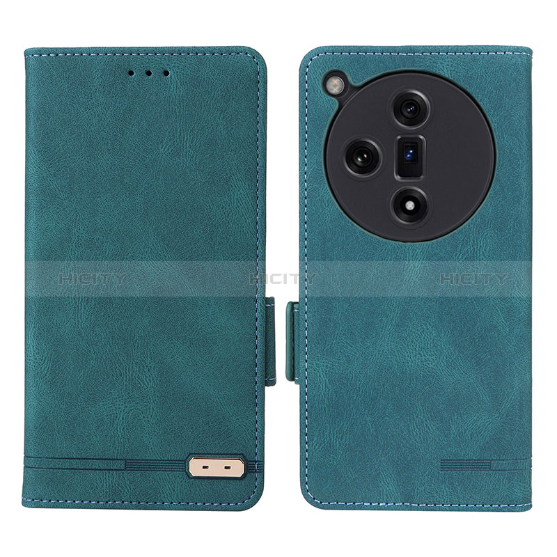 Coque Portefeuille Livre Cuir Etui Clapet L06Z pour Oppo Find X7 5G Vert Plus