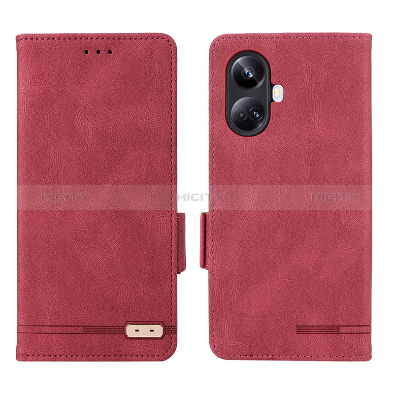 Coque Portefeuille Livre Cuir Etui Clapet L06Z pour Realme 10 Pro+ Plus 5G Rouge Plus