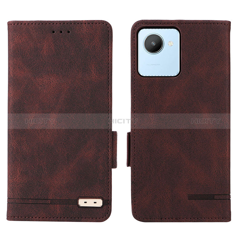 Coque Portefeuille Livre Cuir Etui Clapet L06Z pour Realme C30s Marron Plus