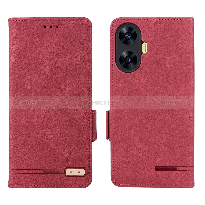 Coque Portefeuille Livre Cuir Etui Clapet L06Z pour Realme C55 Rouge Plus