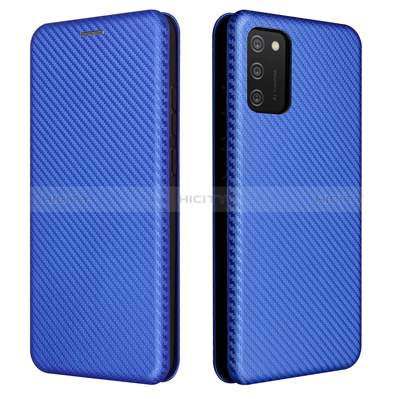 Coque Portefeuille Livre Cuir Etui Clapet L06Z pour Samsung Galaxy A02s Bleu Plus