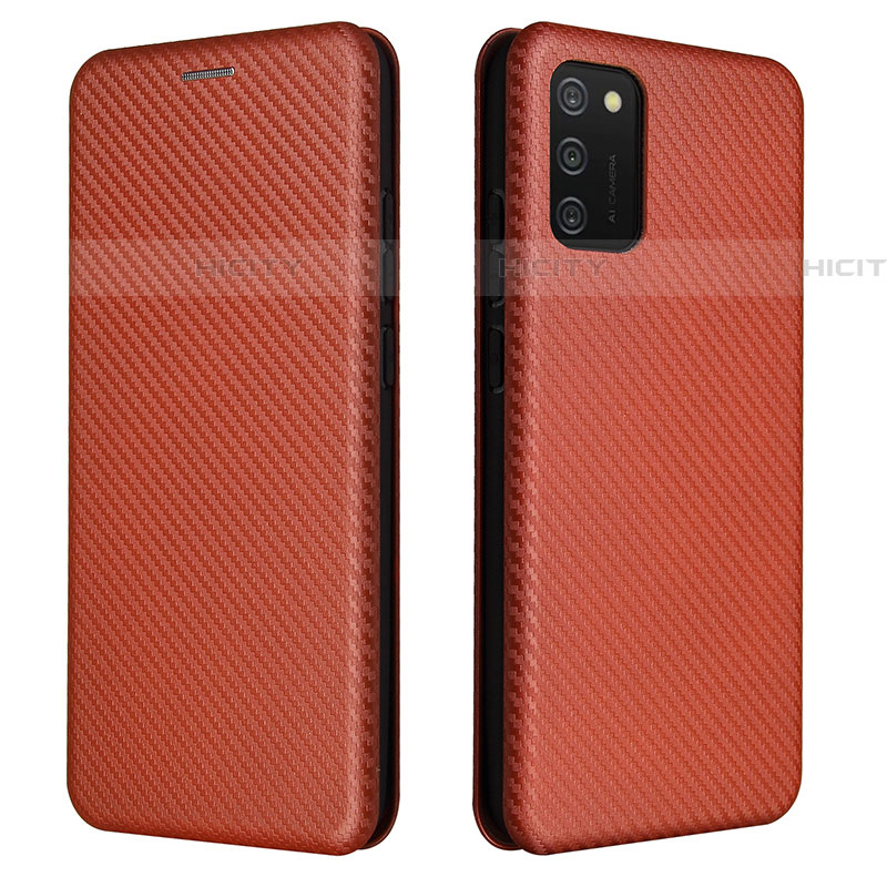 Coque Portefeuille Livre Cuir Etui Clapet L06Z pour Samsung Galaxy A03s Marron Plus