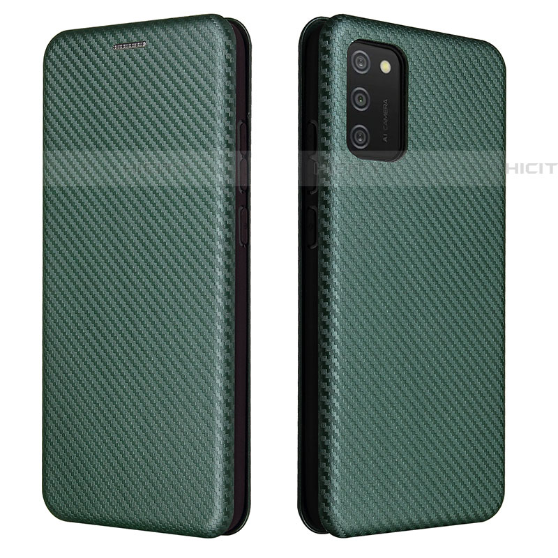 Coque Portefeuille Livre Cuir Etui Clapet L06Z pour Samsung Galaxy A03s Vert Plus