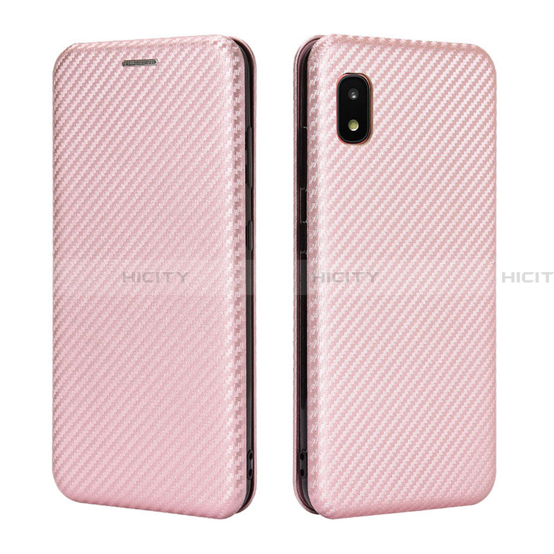 Coque Portefeuille Livre Cuir Etui Clapet L06Z pour Samsung Galaxy A21 SC-42A Or Rose Plus