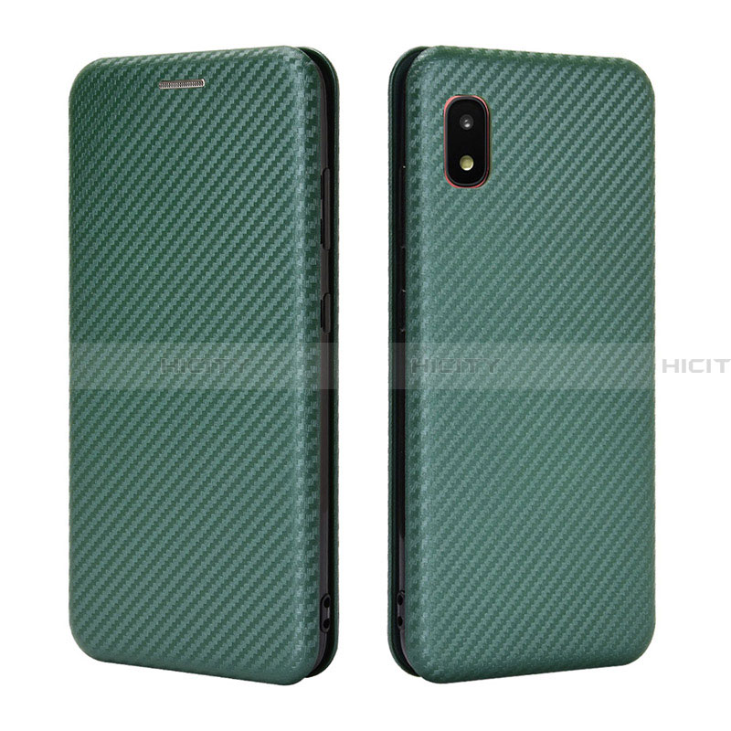 Coque Portefeuille Livre Cuir Etui Clapet L06Z pour Samsung Galaxy A21 SC-42A Vert Plus