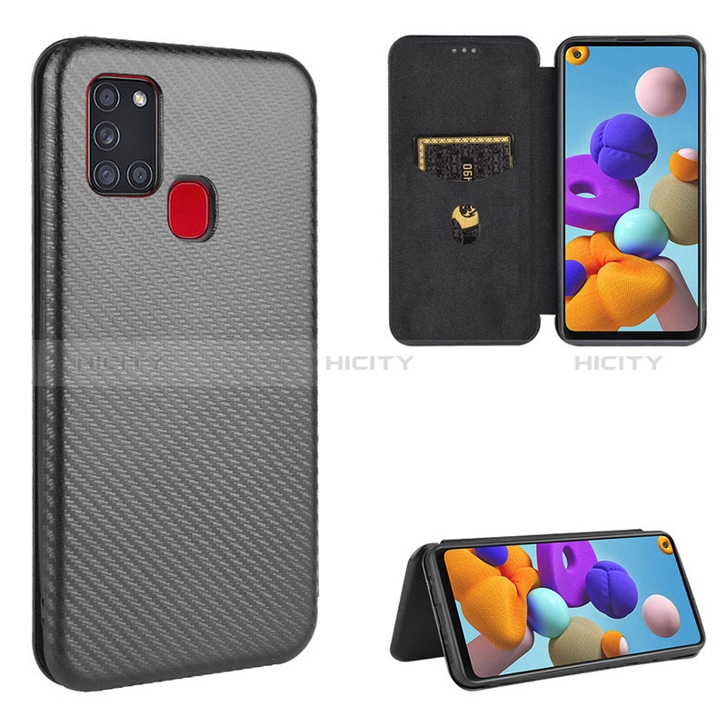 Coque Portefeuille Livre Cuir Etui Clapet L06Z pour Samsung Galaxy A21s Noir Plus