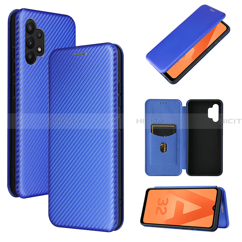 Coque Portefeuille Livre Cuir Etui Clapet L06Z pour Samsung Galaxy A32 4G Bleu Plus