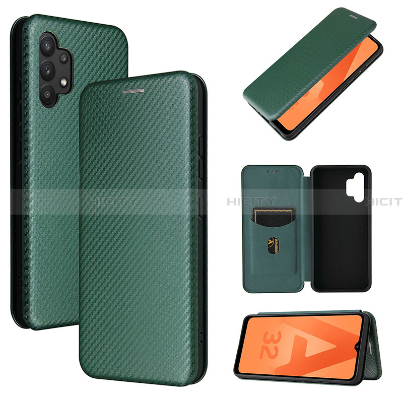 Coque Portefeuille Livre Cuir Etui Clapet L06Z pour Samsung Galaxy A32 4G Vert Plus